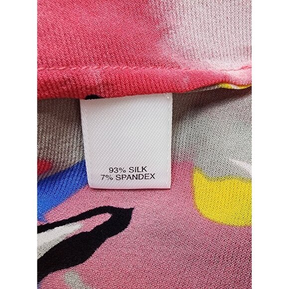 St. John Floral Tunic Dress With Rhinestone Accents Size P Silk Blend - Picture 13 of 15